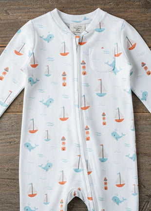 Sailboat Whales Baby Zipper Sleeper