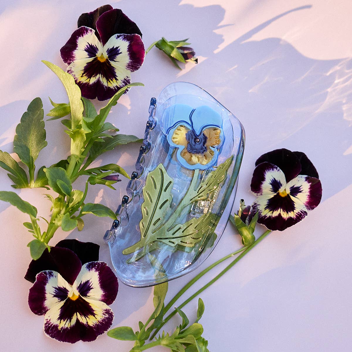Viola Hair Claw - Violet Pansy Wildflower Purple Hair Clip