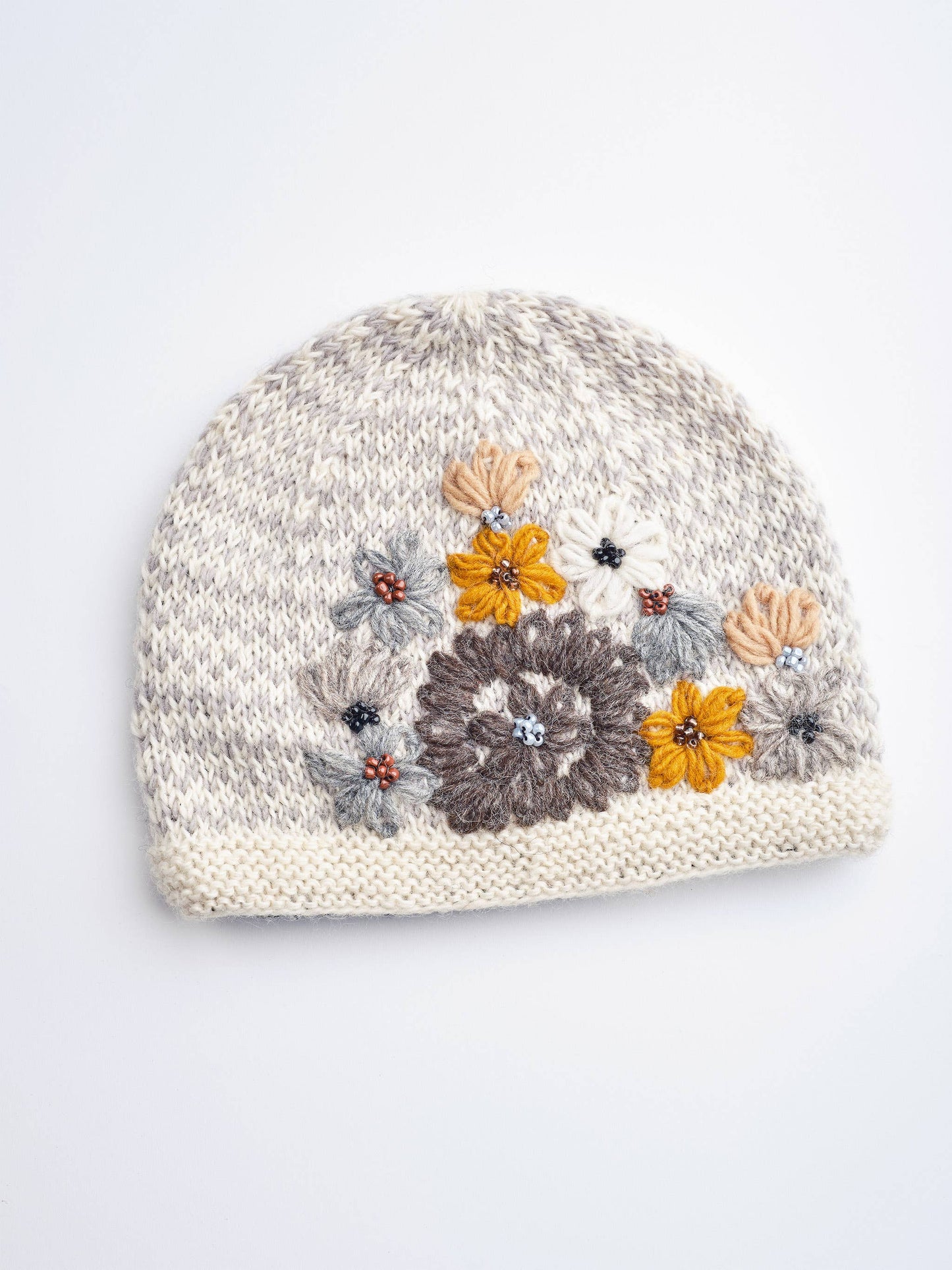 Embroidered Ivory Beanie