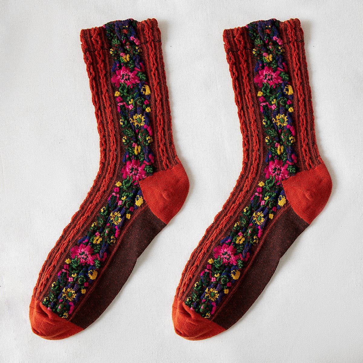 Rufia - Vintage Floral Print Summer Socks: WHITE / AVERAGE