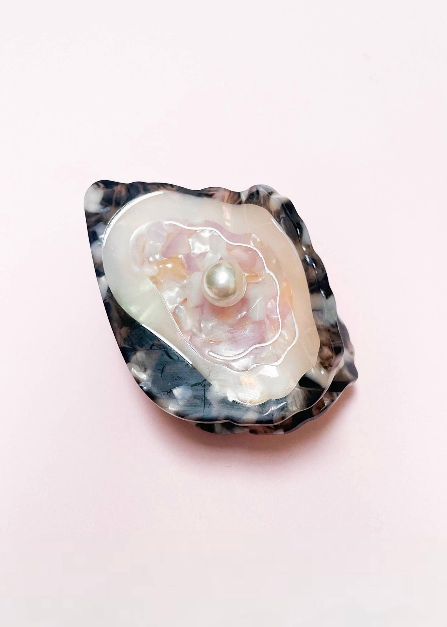 Oyster Claw Clip // Cellulose Acetate with Pearl detail