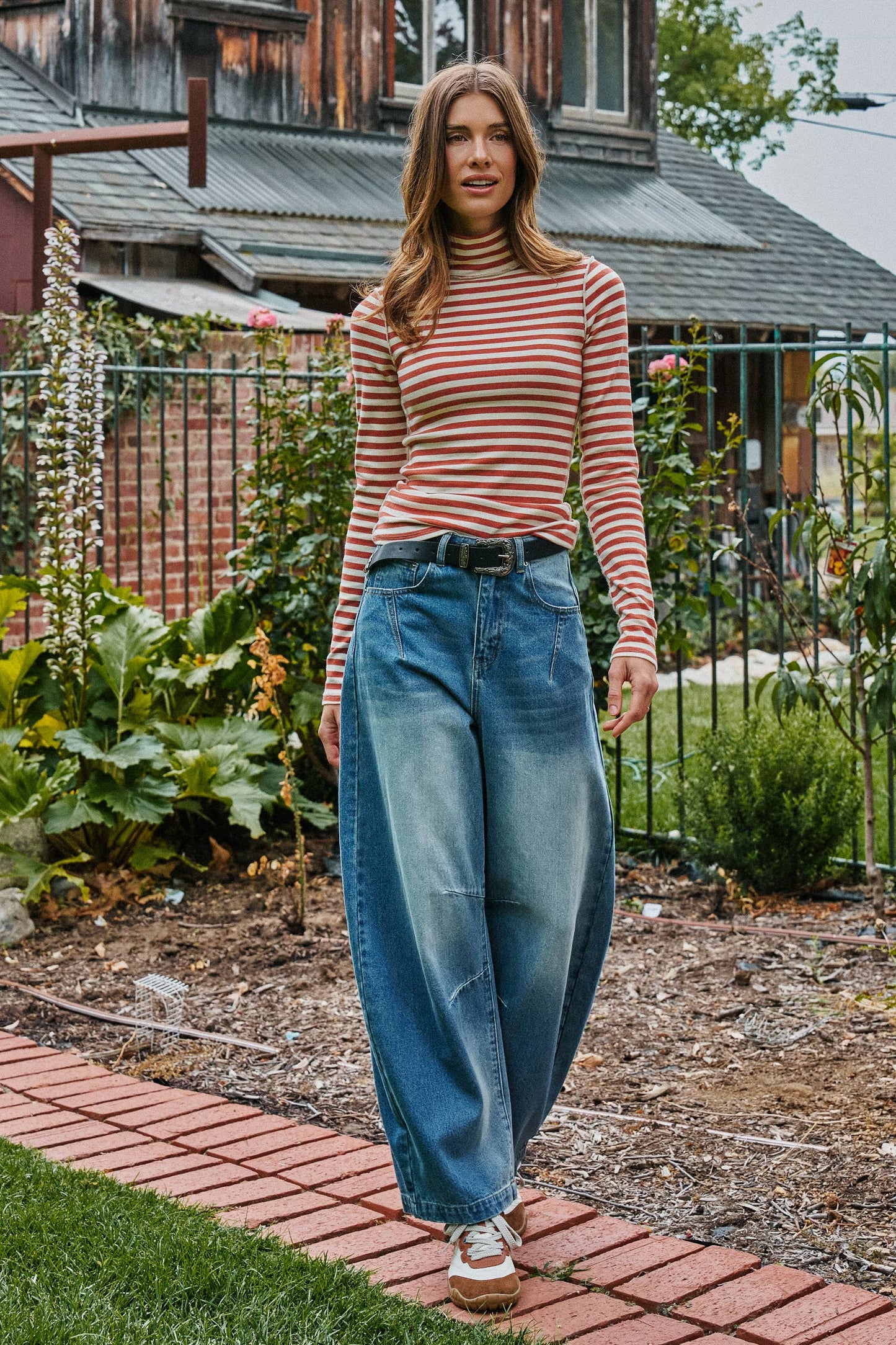 Jill Top-Rust Stripe
