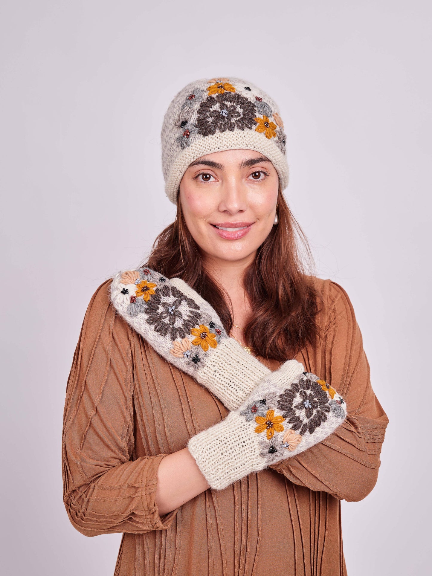 Embroidered Ivory Beanie