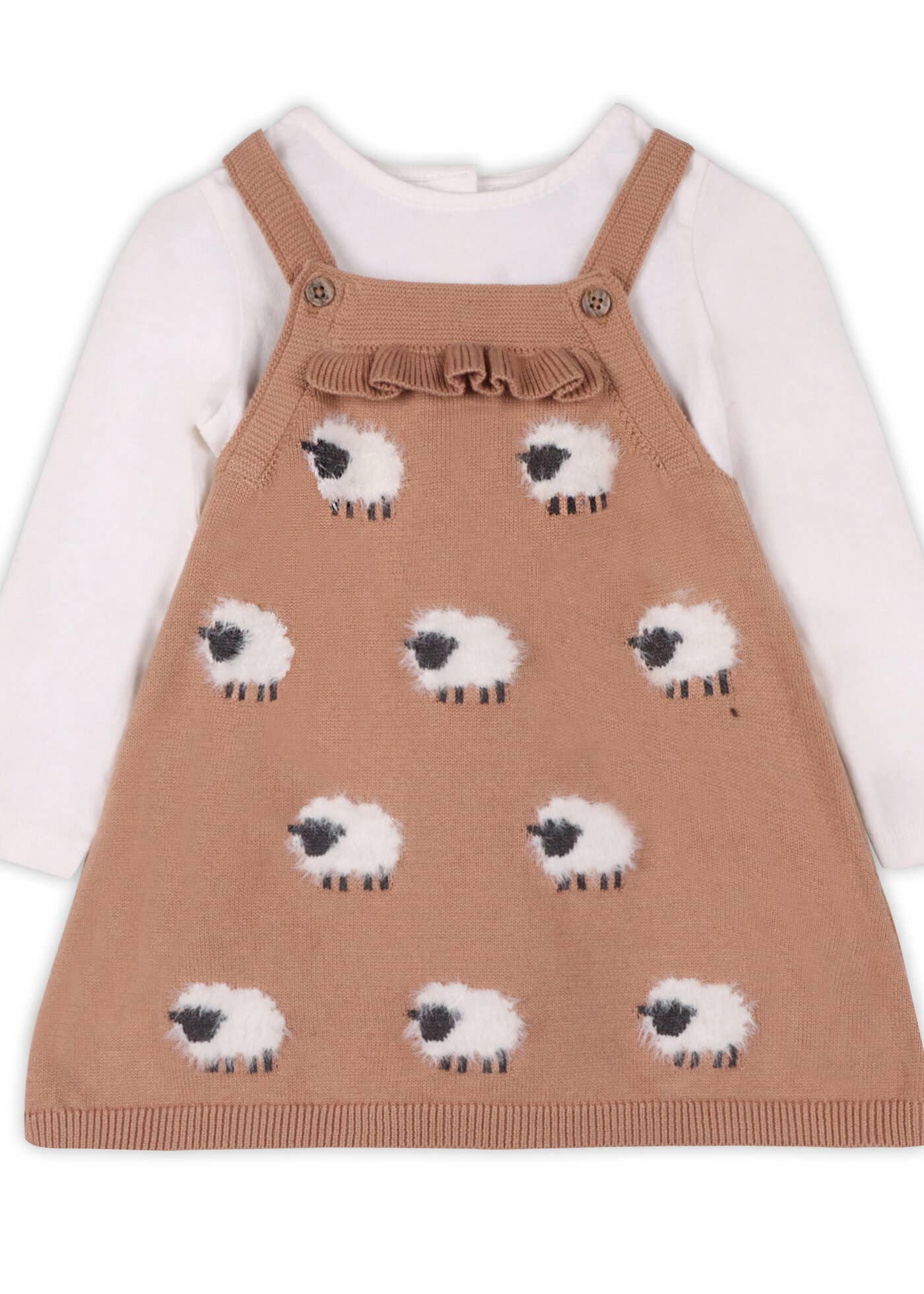 Sheep Jacquard Knit Baby Tunic Dress Set
