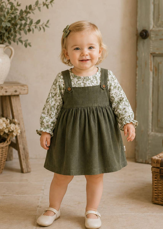 Lucille Corduroy Pinafore Baby Dress & Bloomer Set