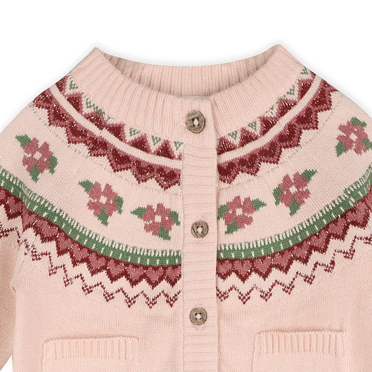 Lily Floral Fair Isle Knit Baby Cardigan