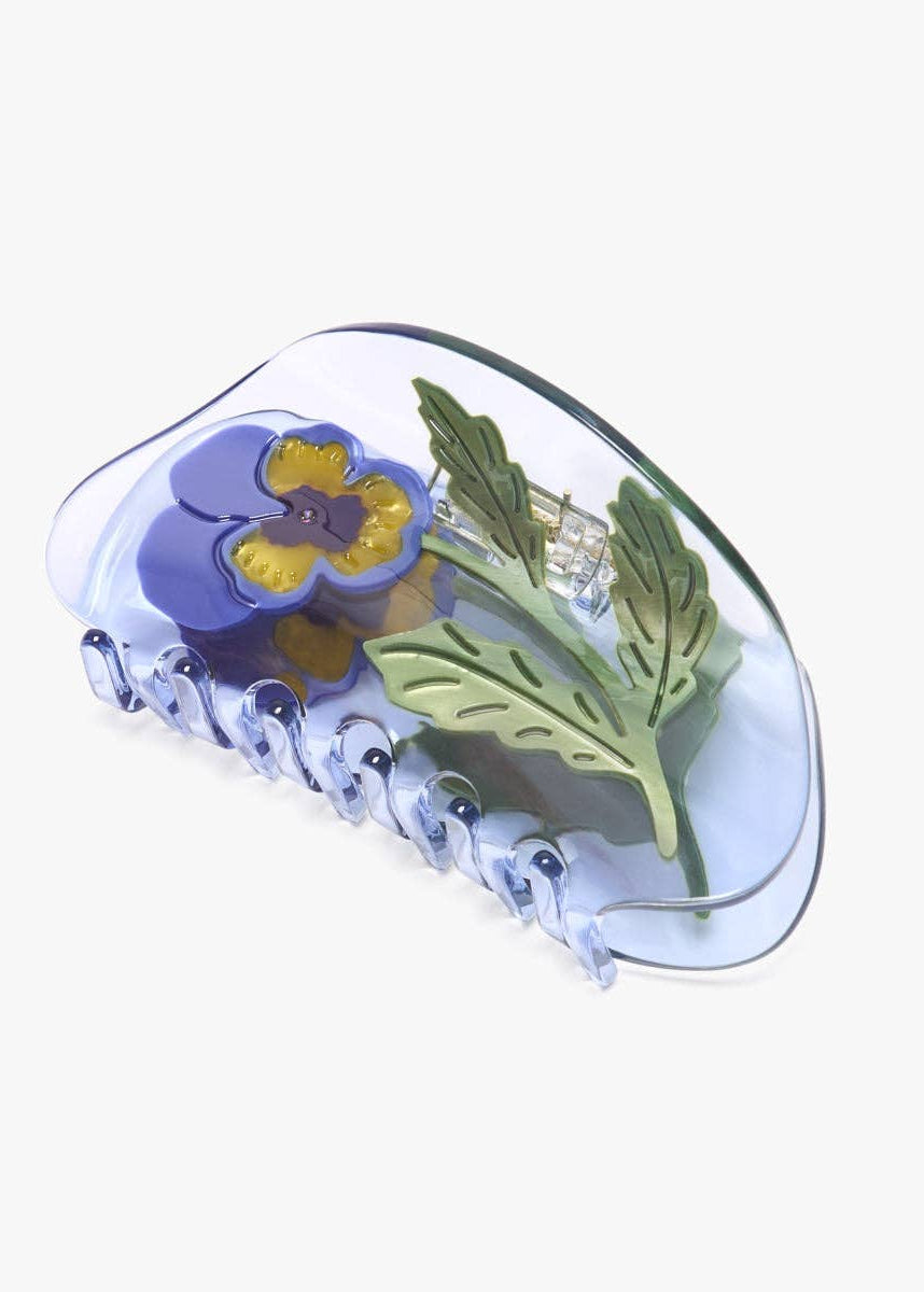 Viola Hair Claw - Violet Pansy Wildflower Purple Hair Clip