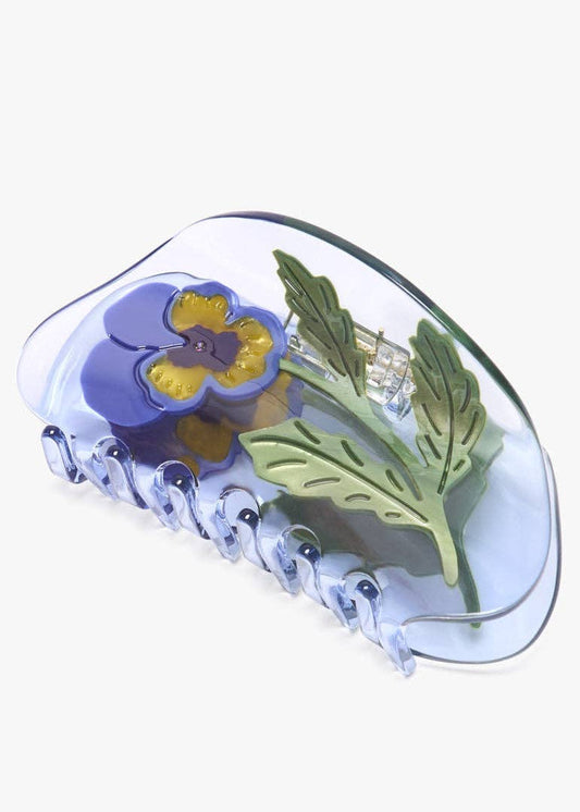 Viola Hair Claw - Violet Pansy Wildflower Purple Hair Clip