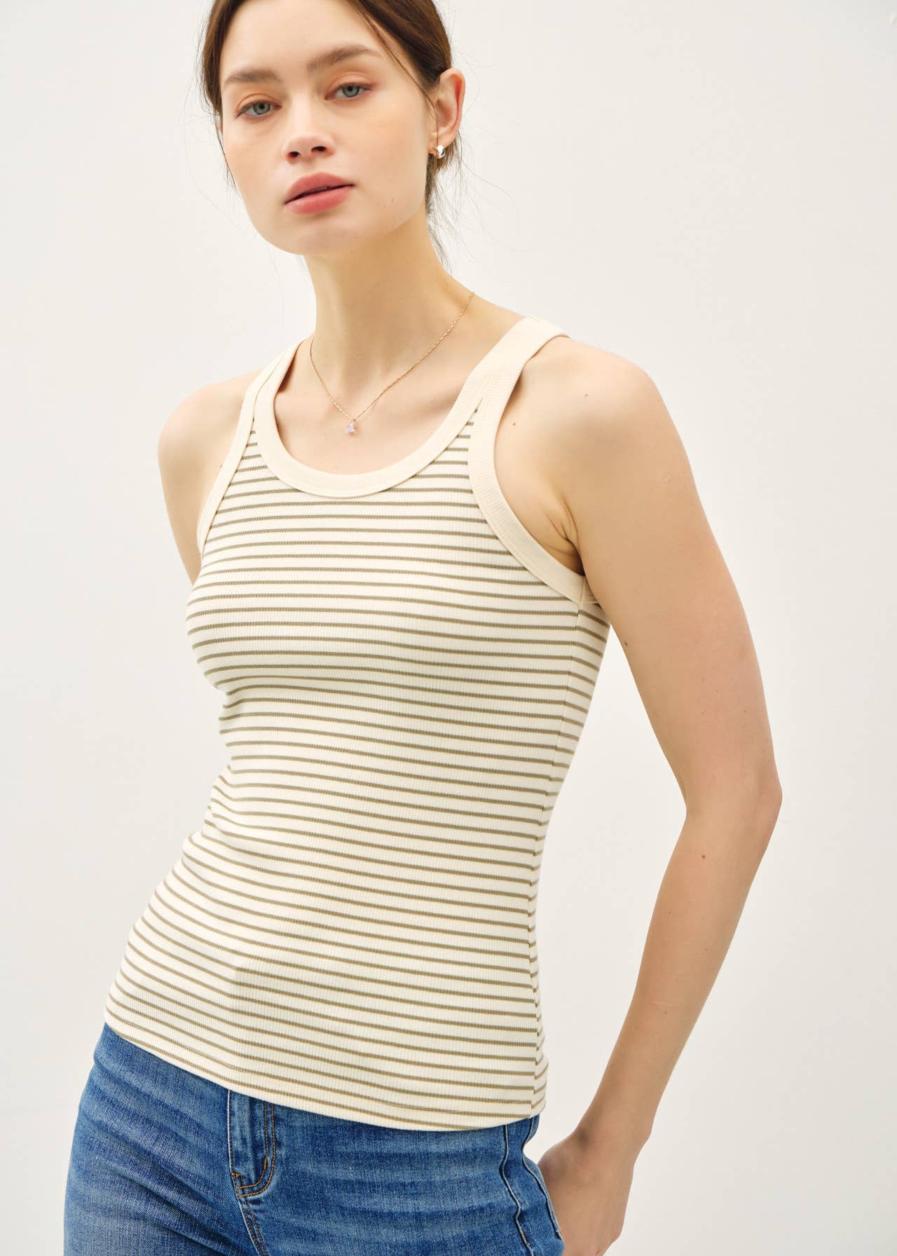 Olive Striped Tank