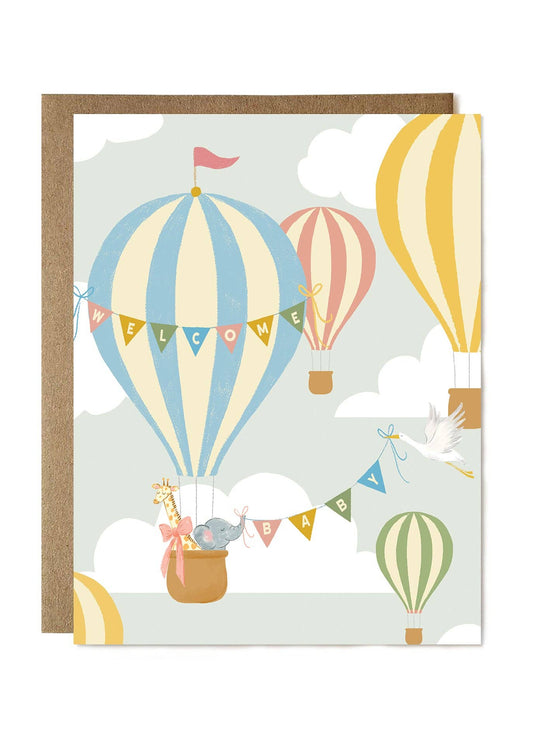 Hot Air Balloon Baby Card