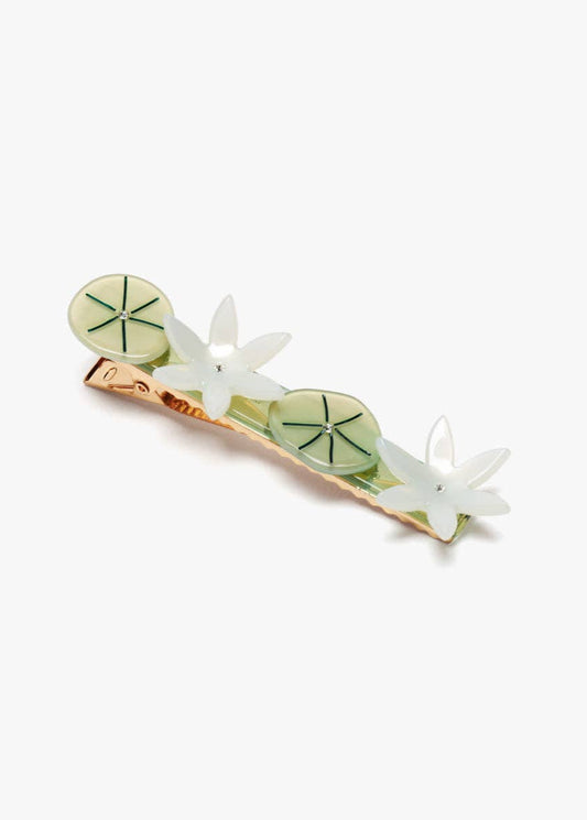 Nymphaea White Lotus Flowers Acetate Alligator Hair Clip