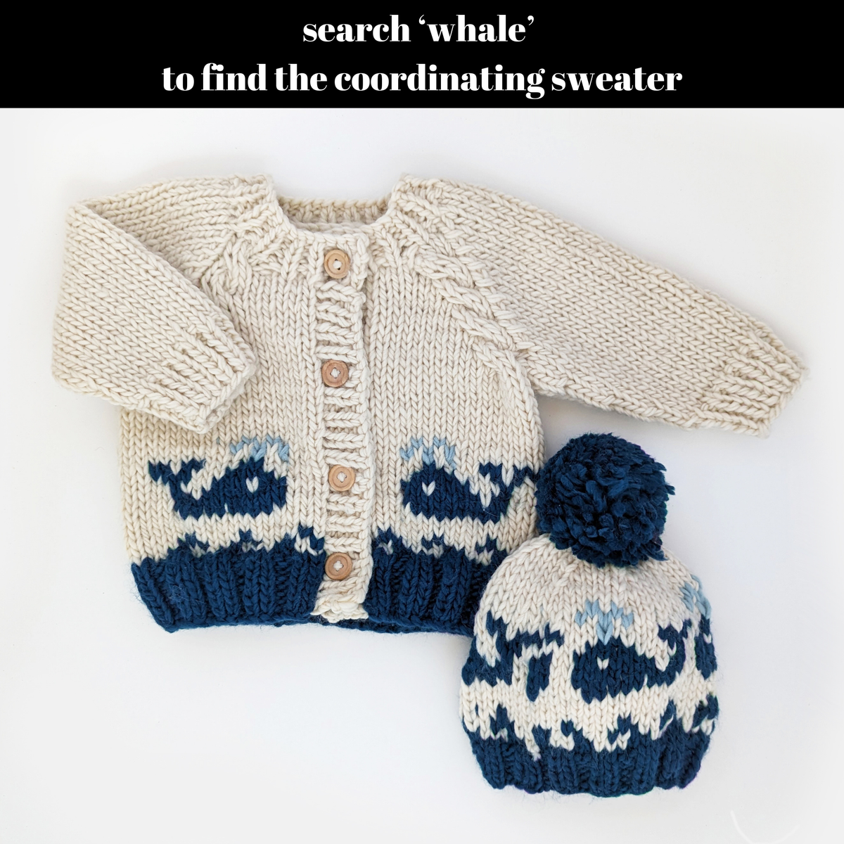 Whale Beanie Hat Baby & Kids: Large (2-6 years)