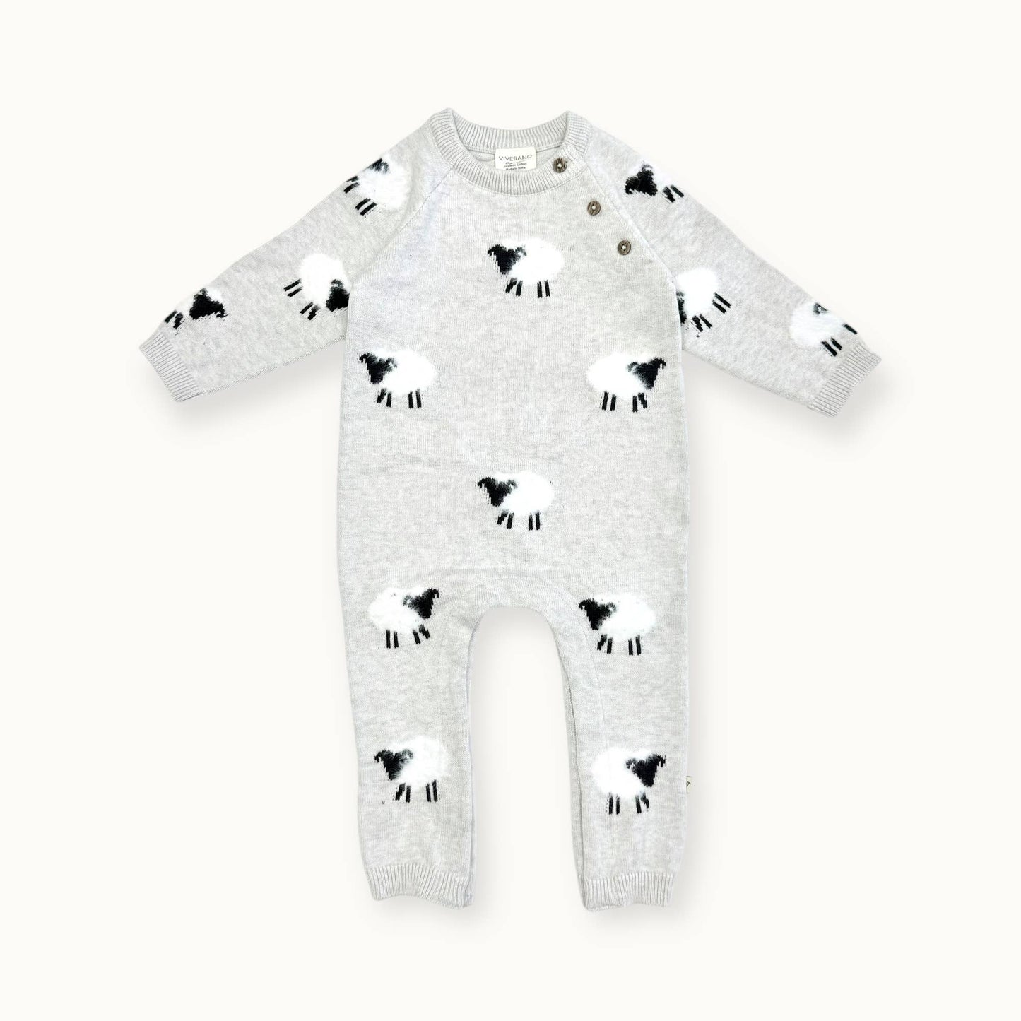 Furry Sheep Jacquard Knit Baby Jumpsuit