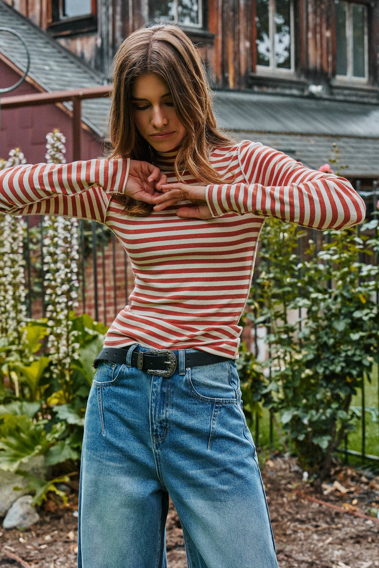 Jill Top-Rust Stripe