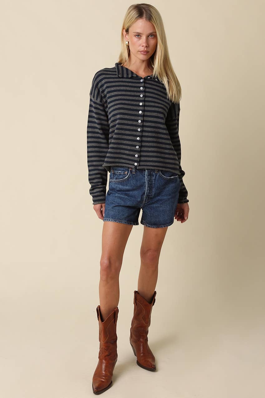 Eleni Sweater-Gray & Navy