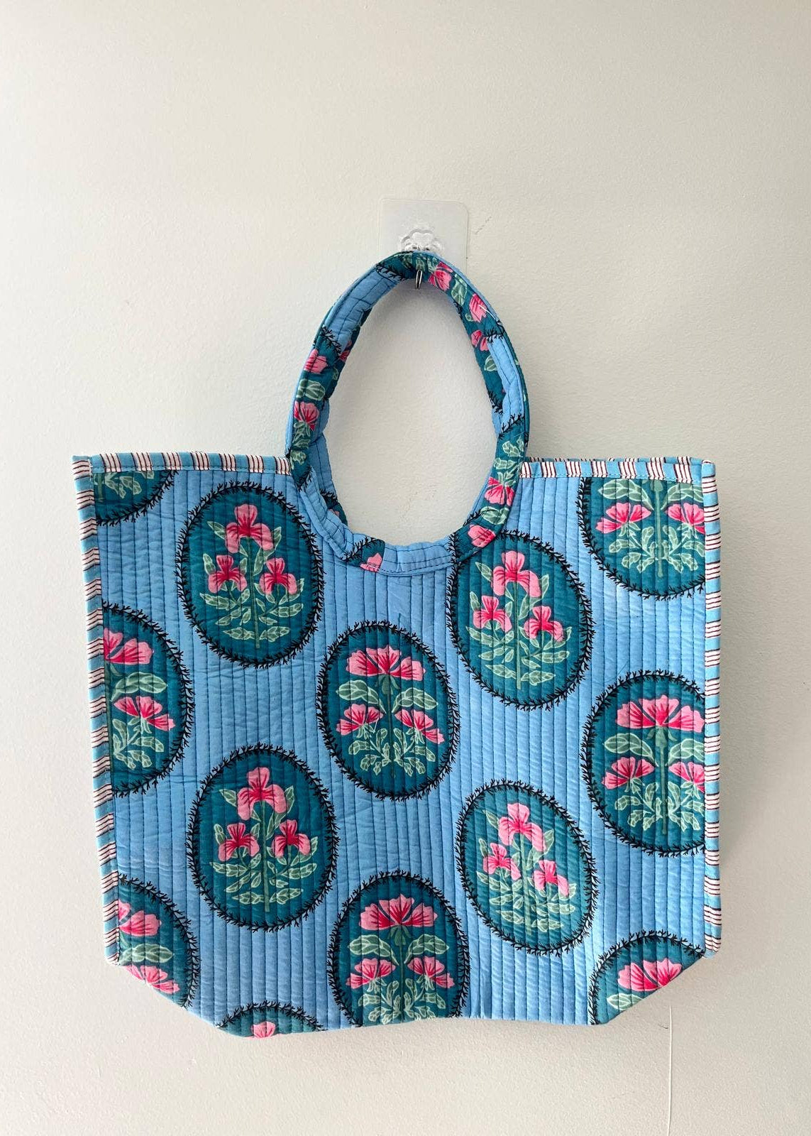 Sky Blue Floral Moon Bag