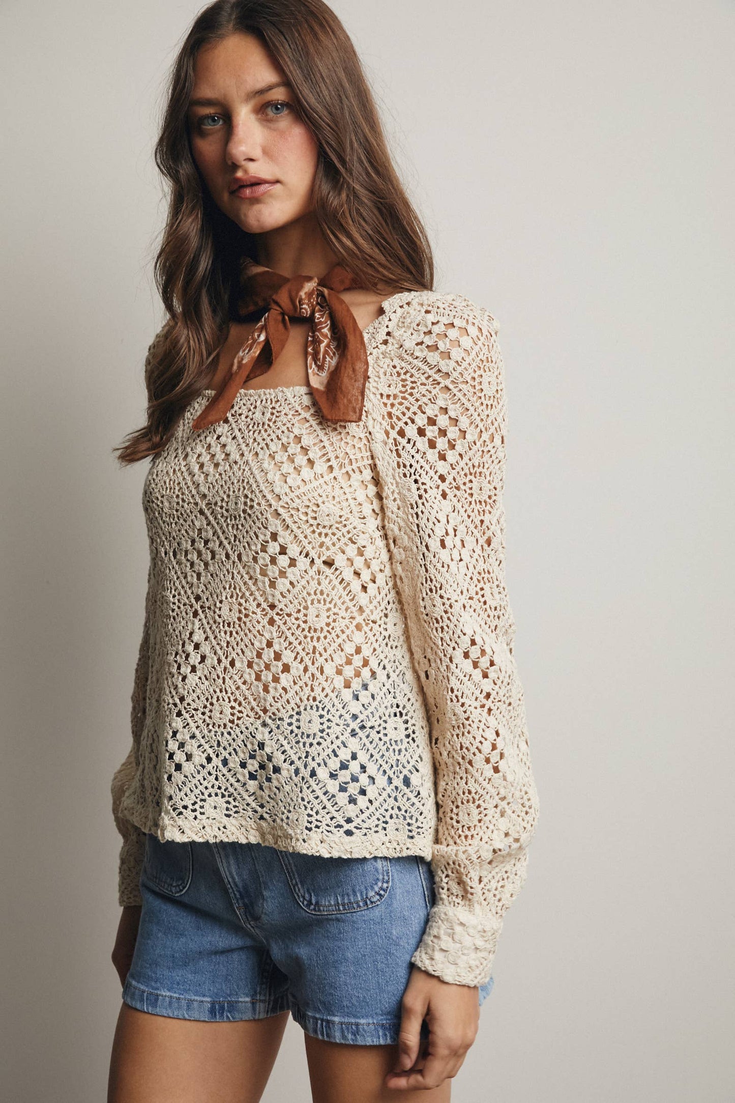 Jody Crochet Square Neck Top