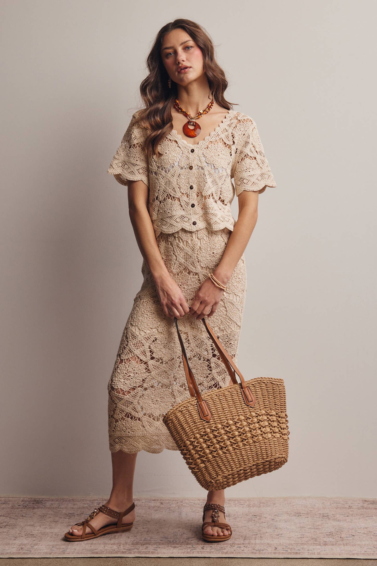 Julia Crochet Midi Skirt