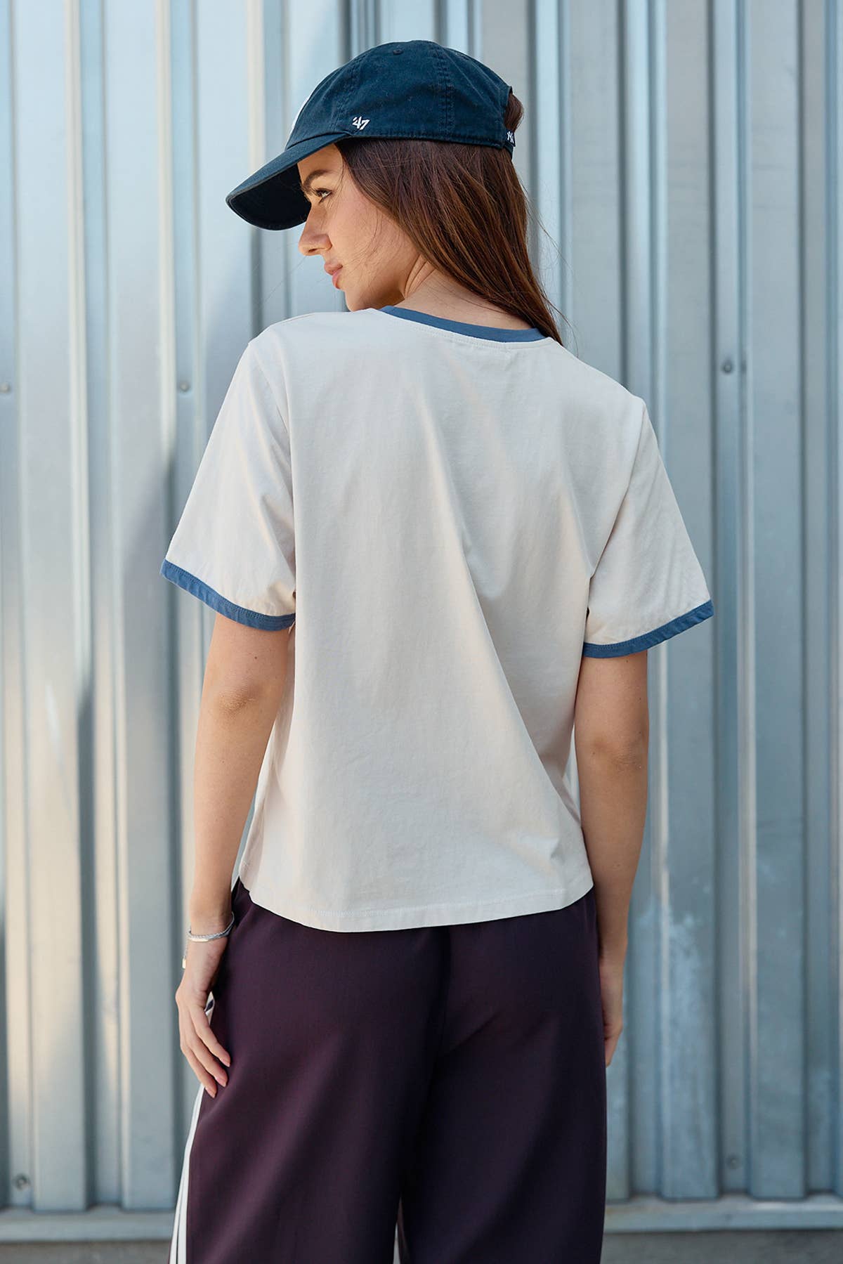 Merci Embroidered Contrast Trim Tee