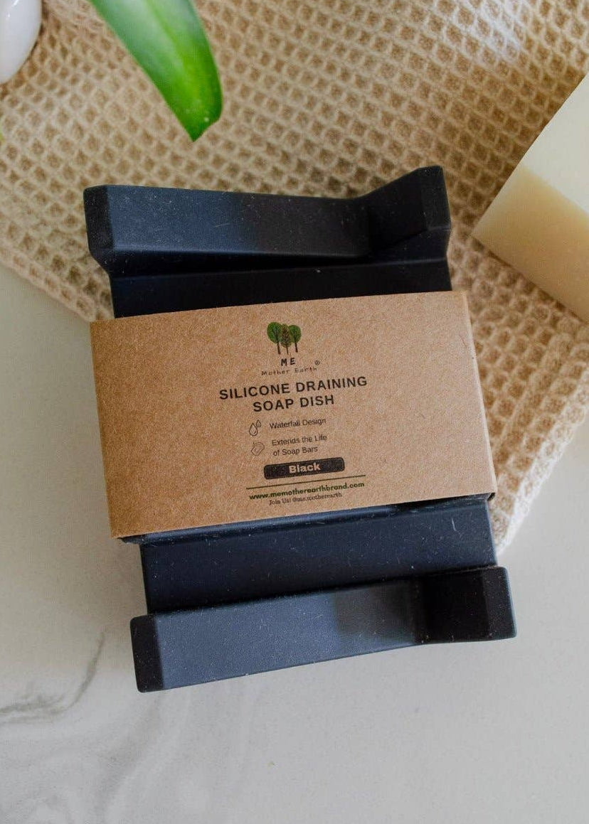 Silicone Draining Soap Dish: Black