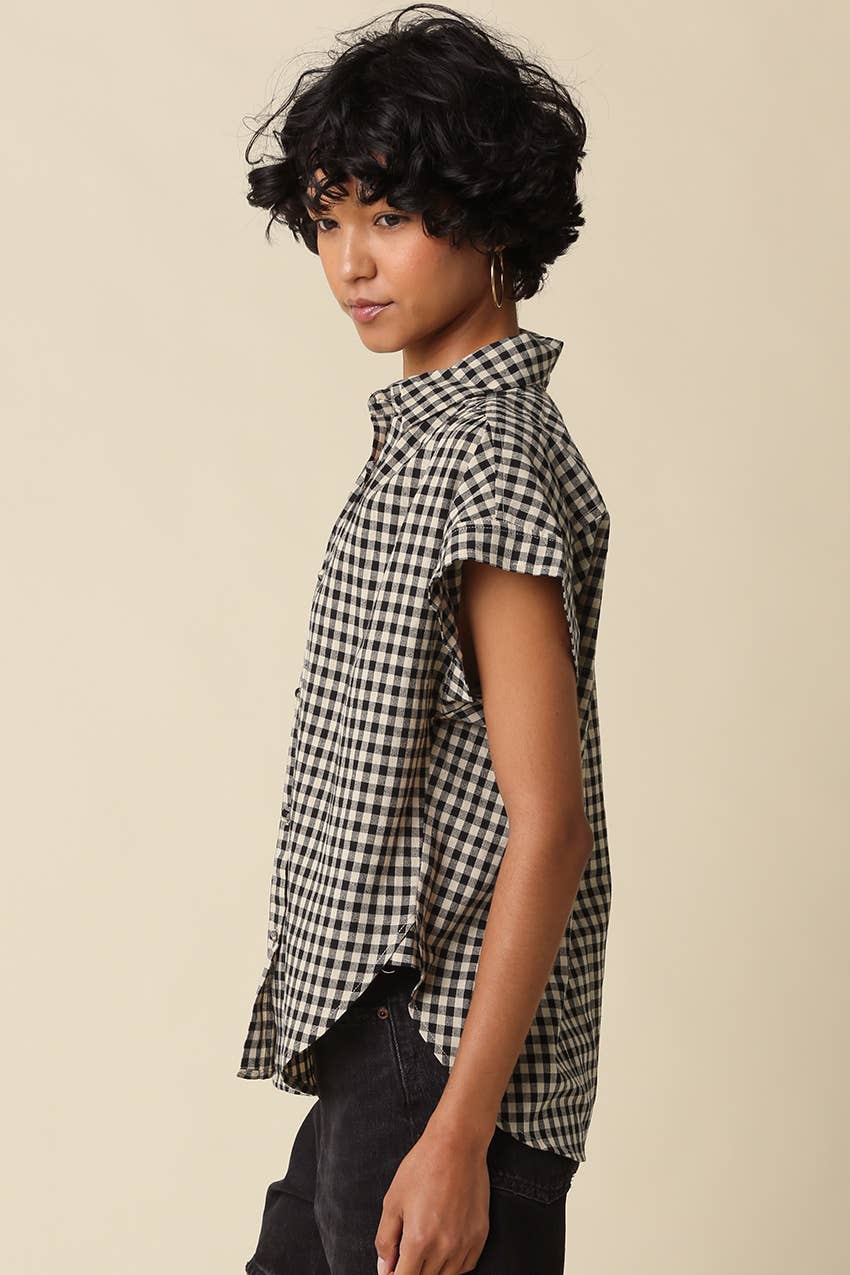 Sadie Gingham Button-Up Top