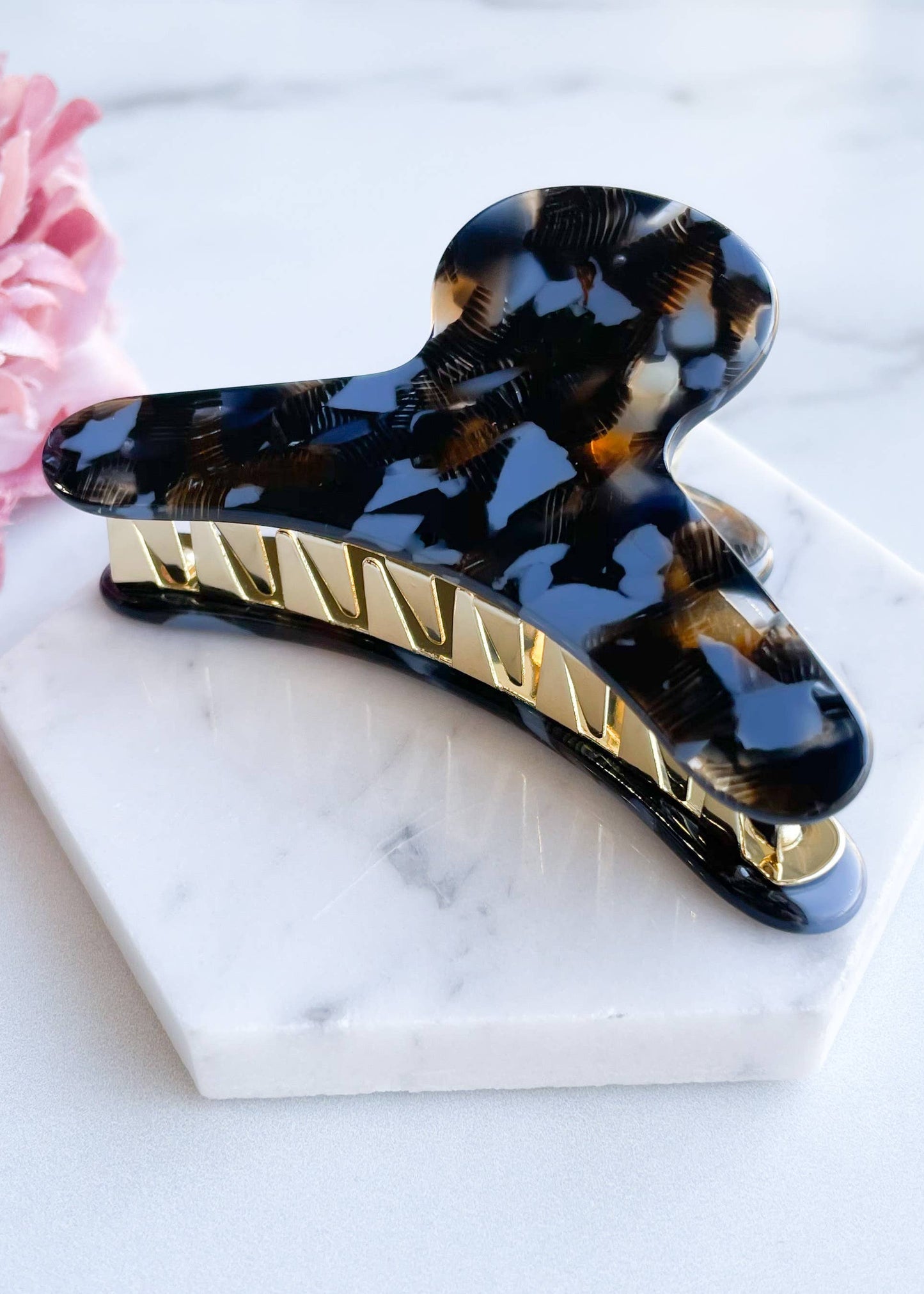 French Claw in Reef Blue Black Brown Acetate Claw
