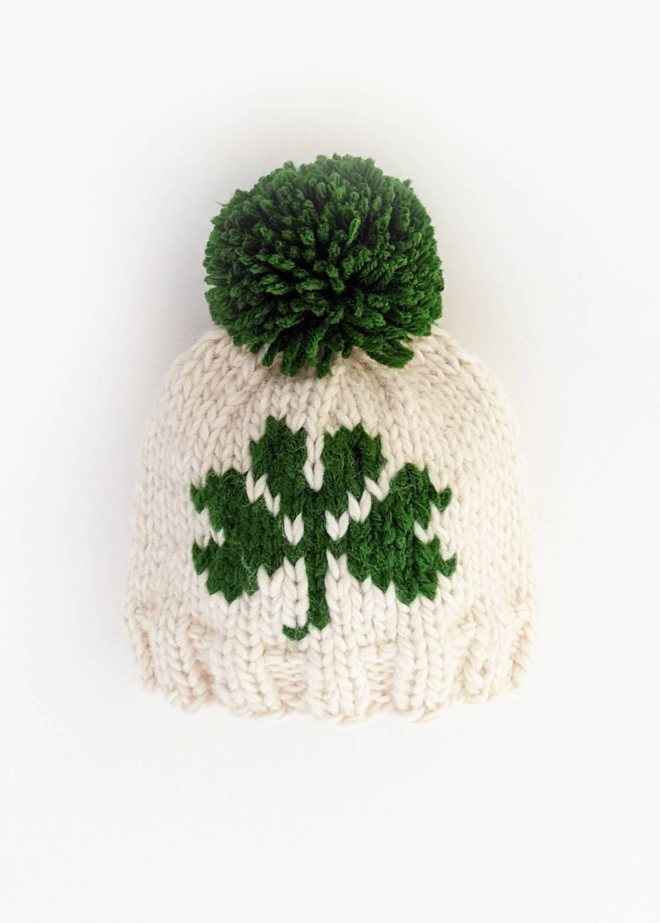 Shamrock St. Patrick's Day Hand Knit Beanie Hat