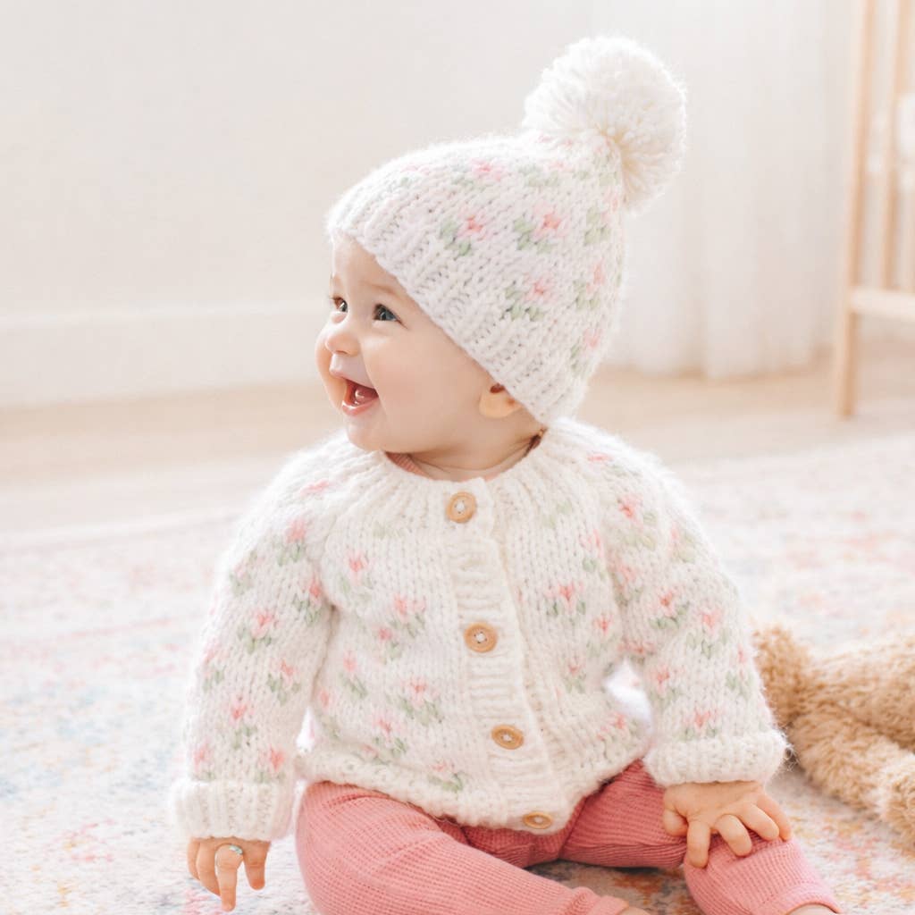 Bitty Blooms White Cardigan Sweater Baby & Toddler: 12-18 months