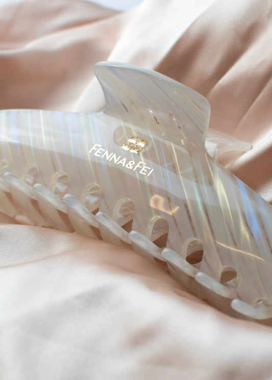 White Stripe XL Hair Clip