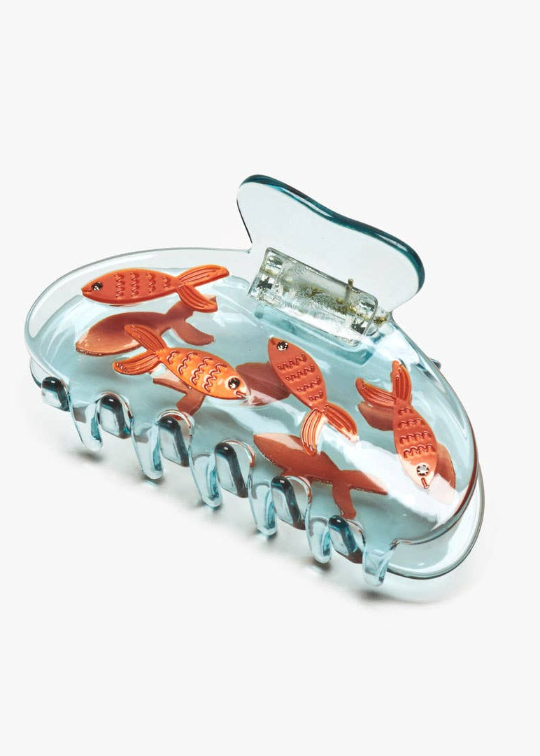 Goldfish Women's Hair Claw in Crystal Clear Blue Acetate