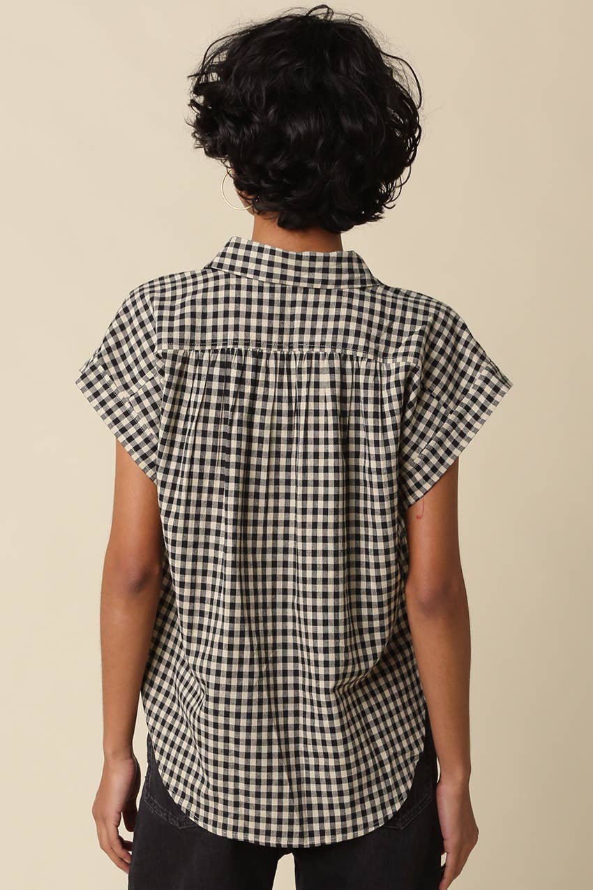 Sadie Gingham Button-Up Top