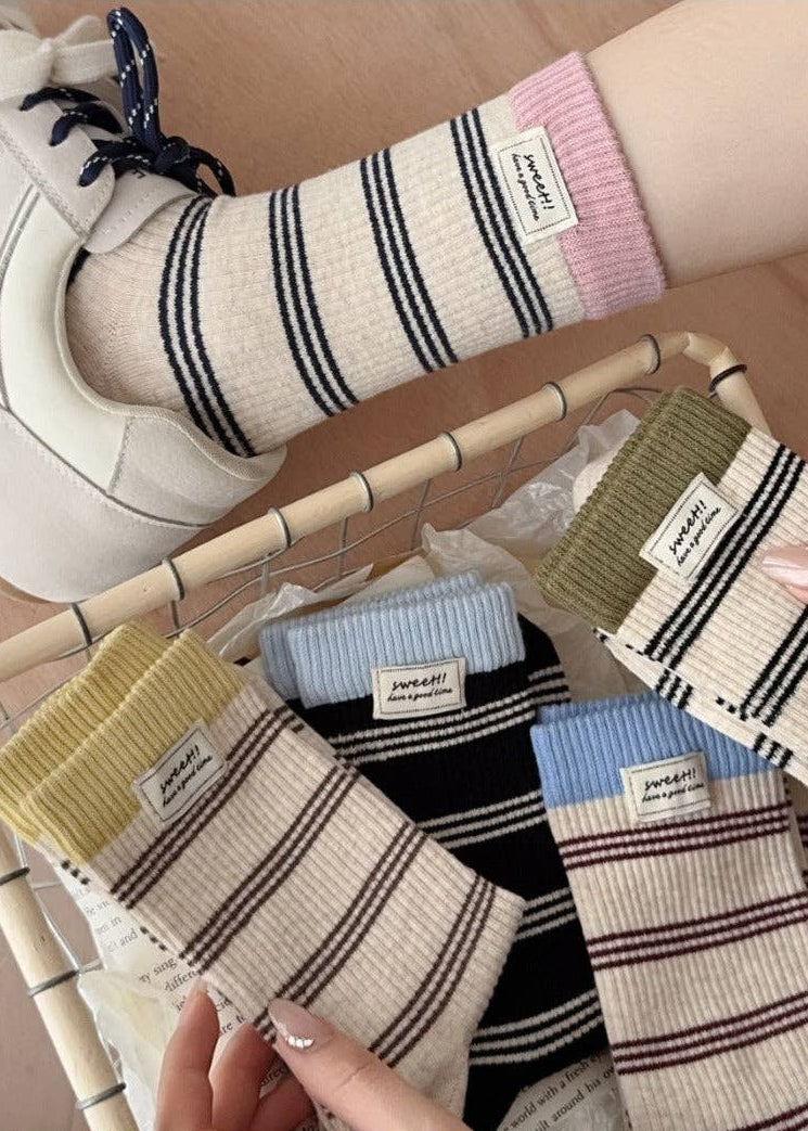 Stripe Crew Socks-Assorted