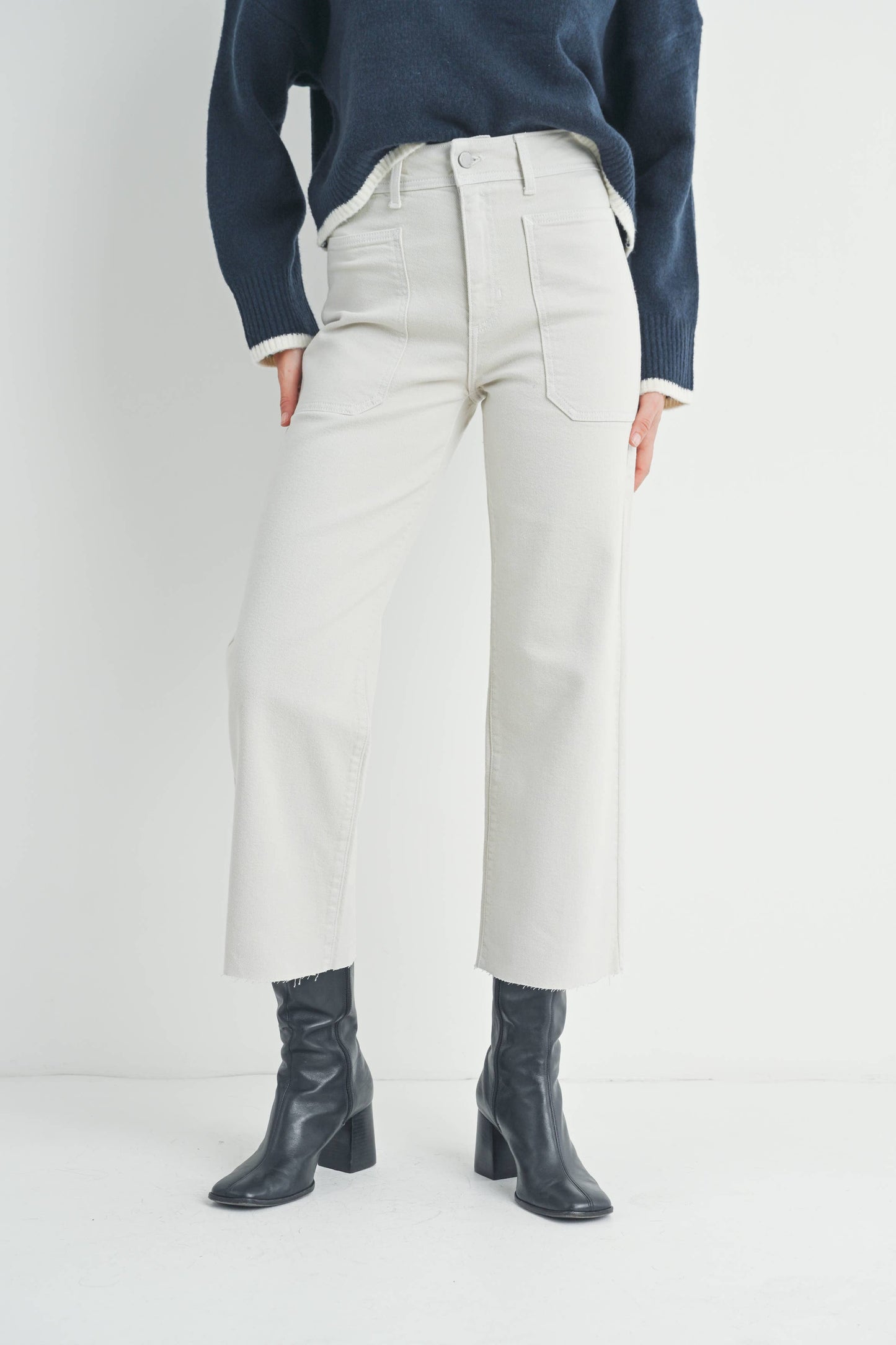 High Rise Utility Wide Leg-Sea Salt