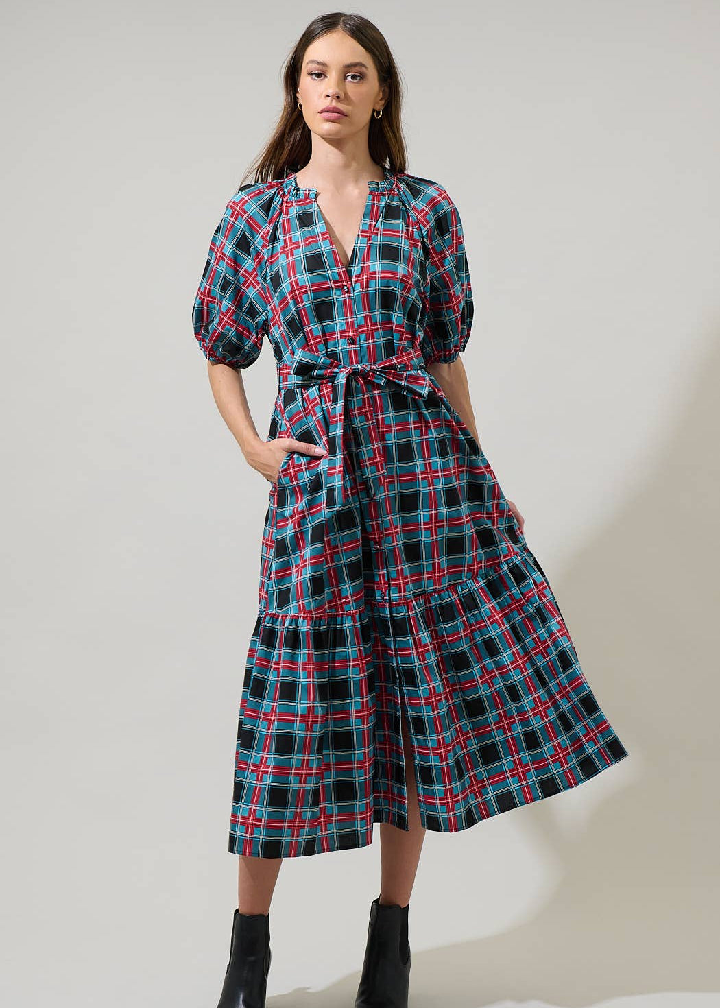 Winona Plaid Dress