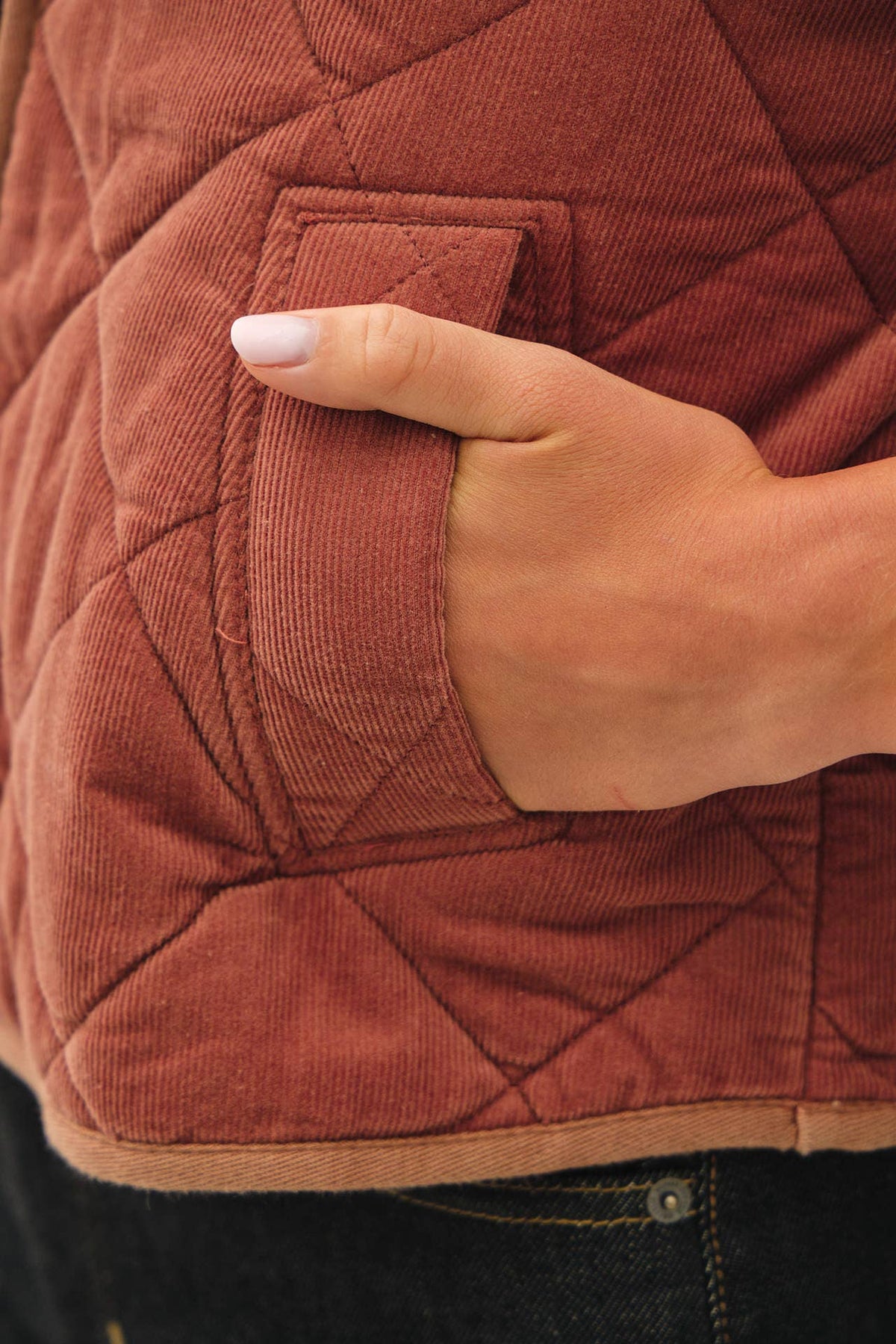CORDUROY QUILTING CROPPED JACKET : TEA ROSE / L