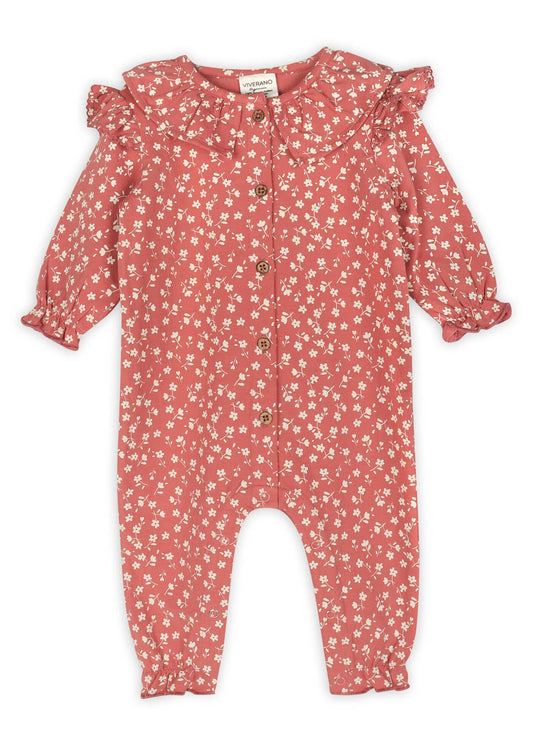 Rose Floral Smocked Baby Jumpsuit