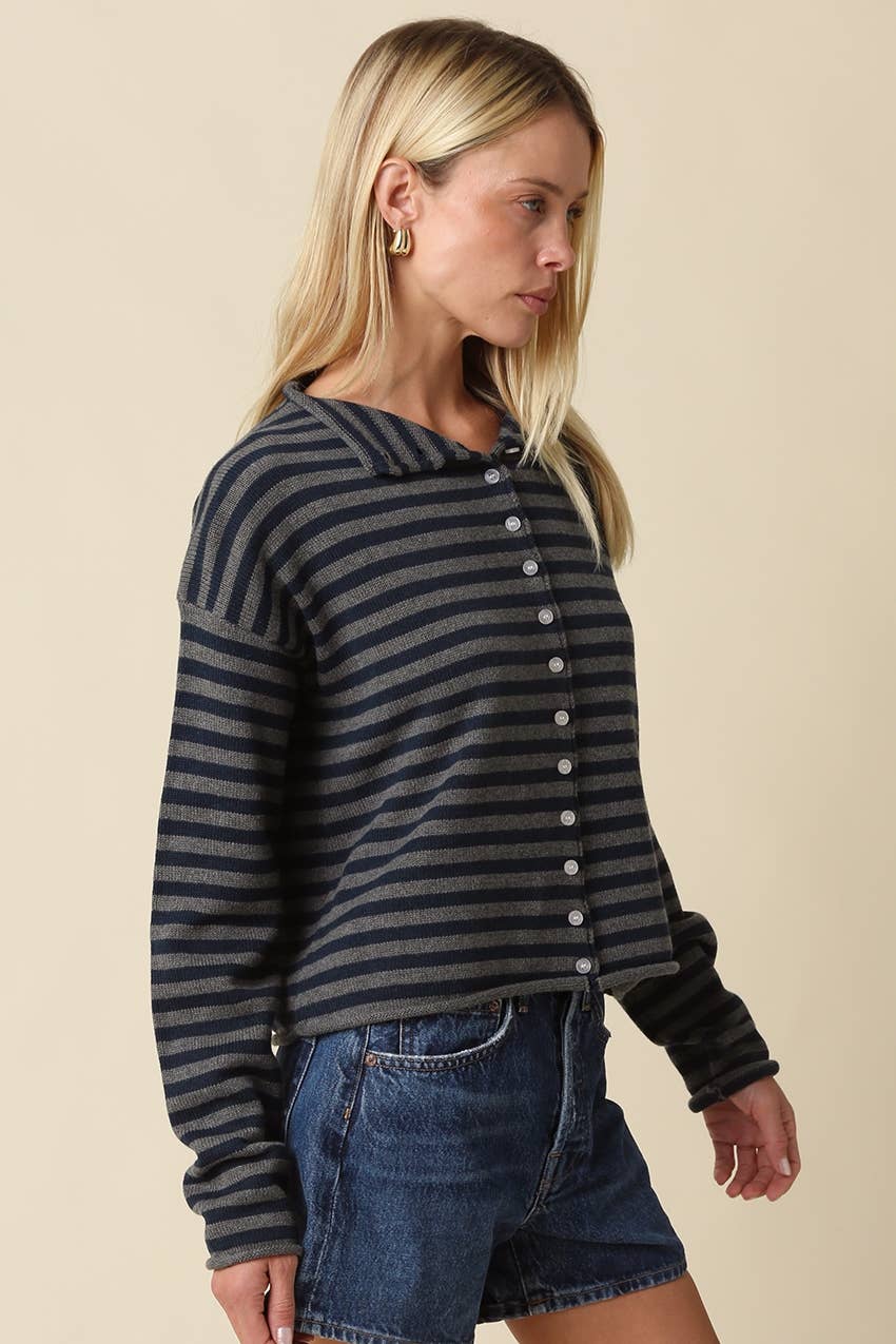 Eleni Sweater-Gray & Navy