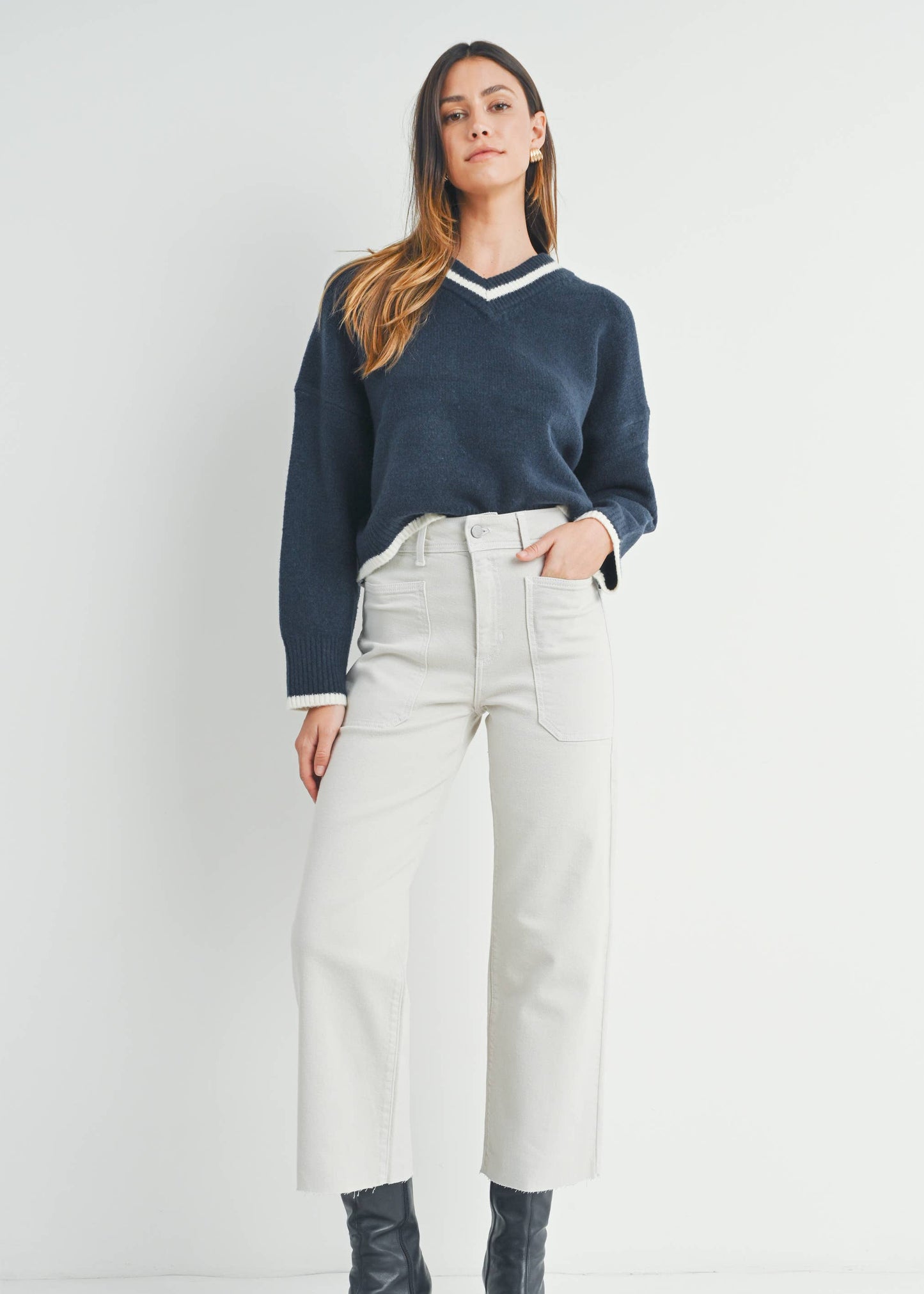 High Rise Utility Wide Leg-Sea Salt