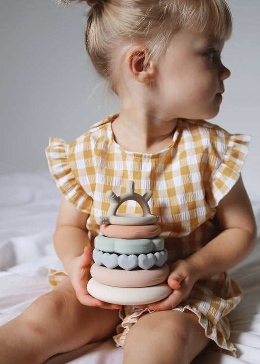 Classic Silicone Stacking Teething Ring Toy 