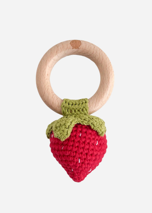 Strawberry Crochet Teether Rattle