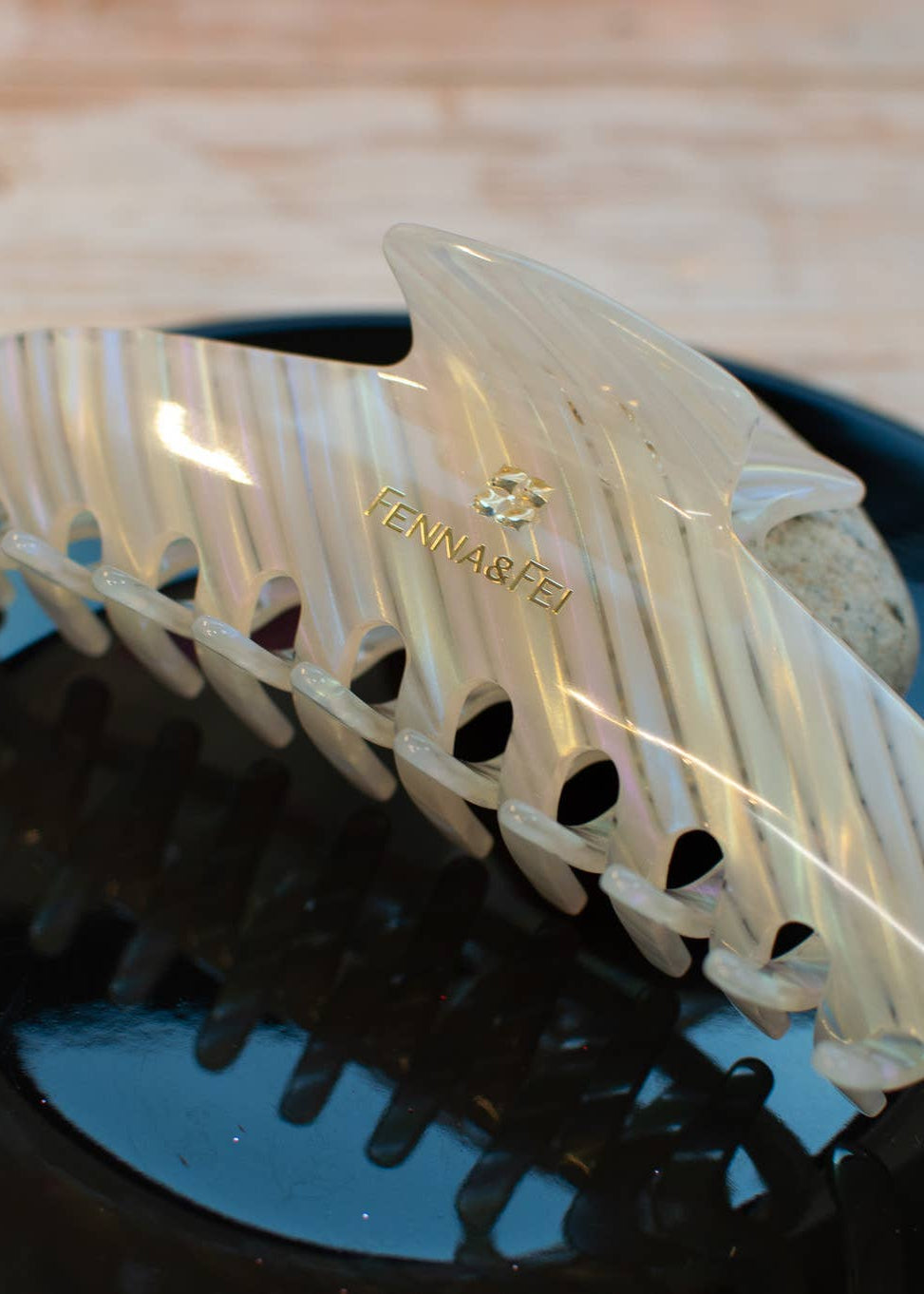White Stripe XL Hair Clip