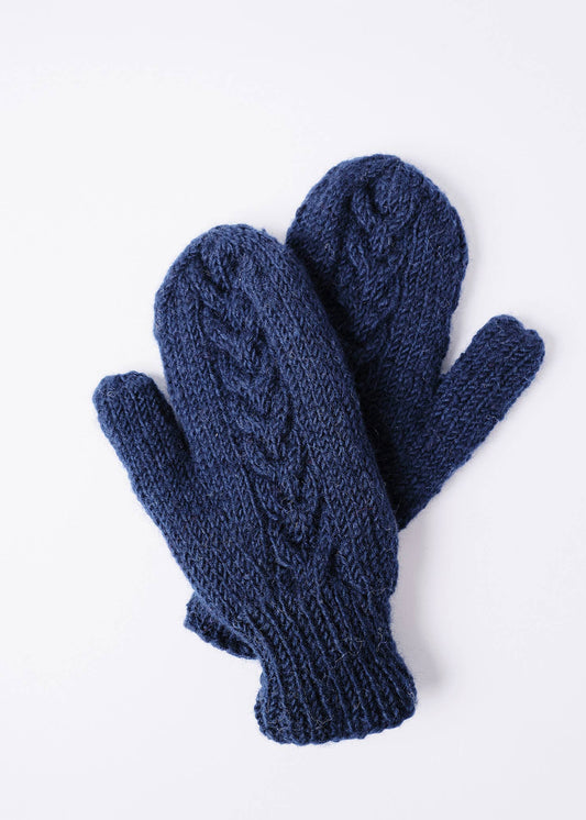 Navy Cable Knit Mittens