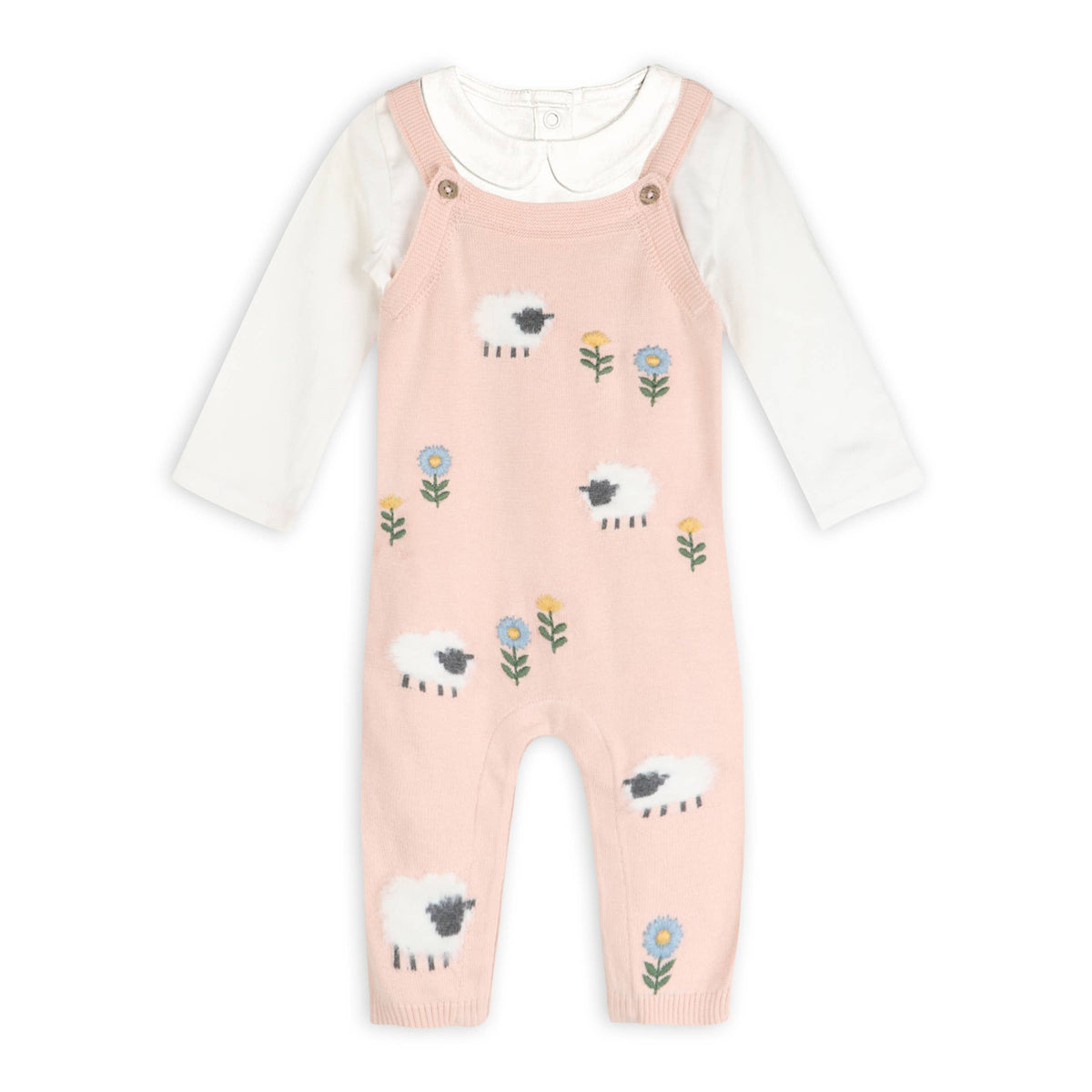 Lamb Cozy Knit Baby Overall Set