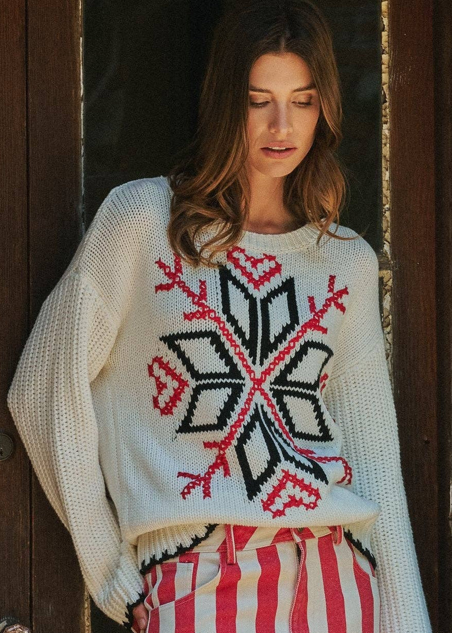 Nordic Snowflake Fair Isle Knit Sweater