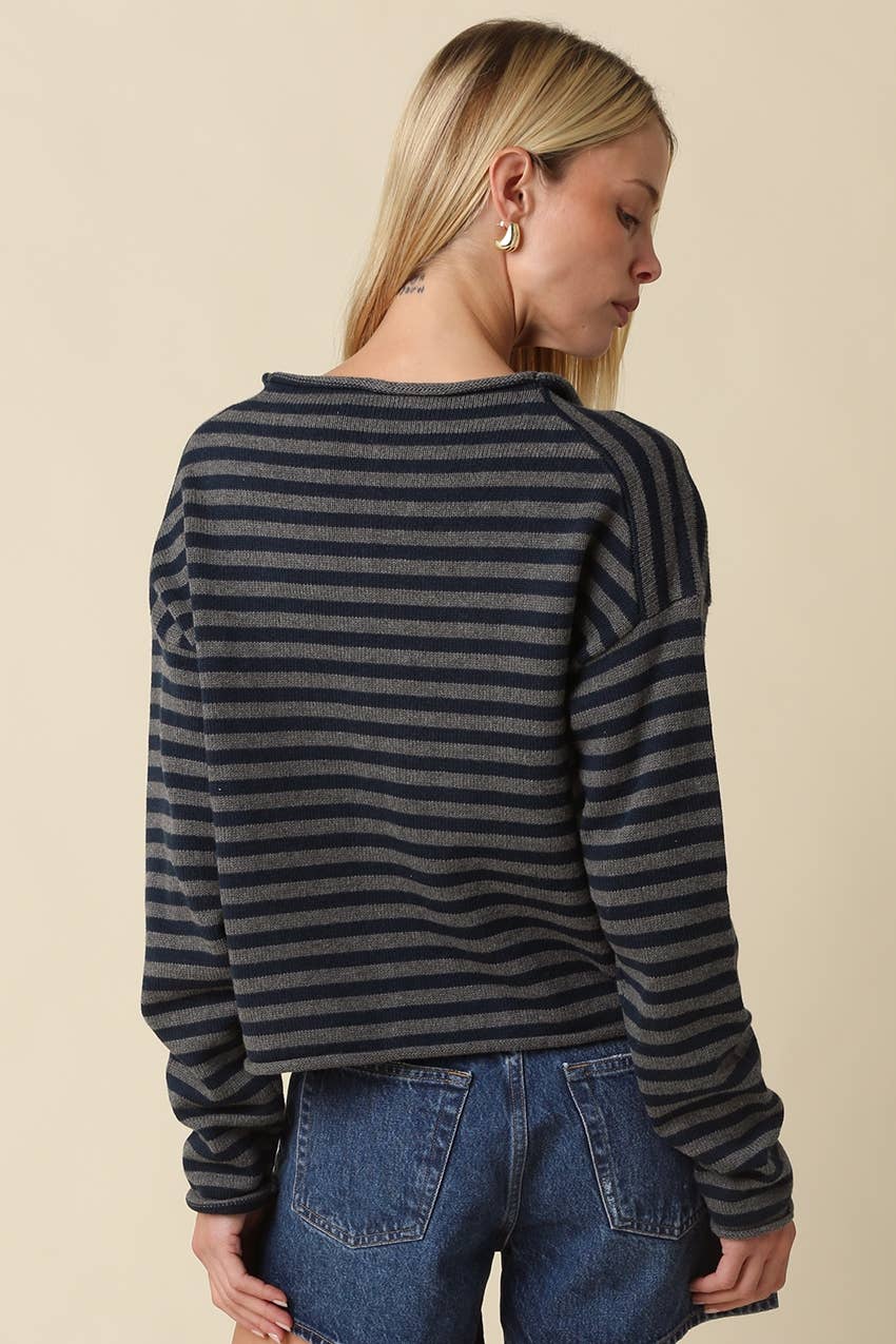 Eleni Sweater-Gray & Navy