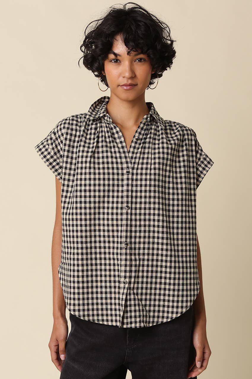 Sadie Gingham Button-Up Top