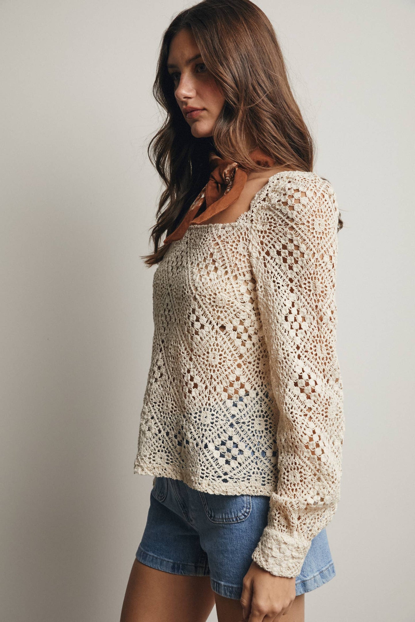 Jody Crochet Square Neck Top
