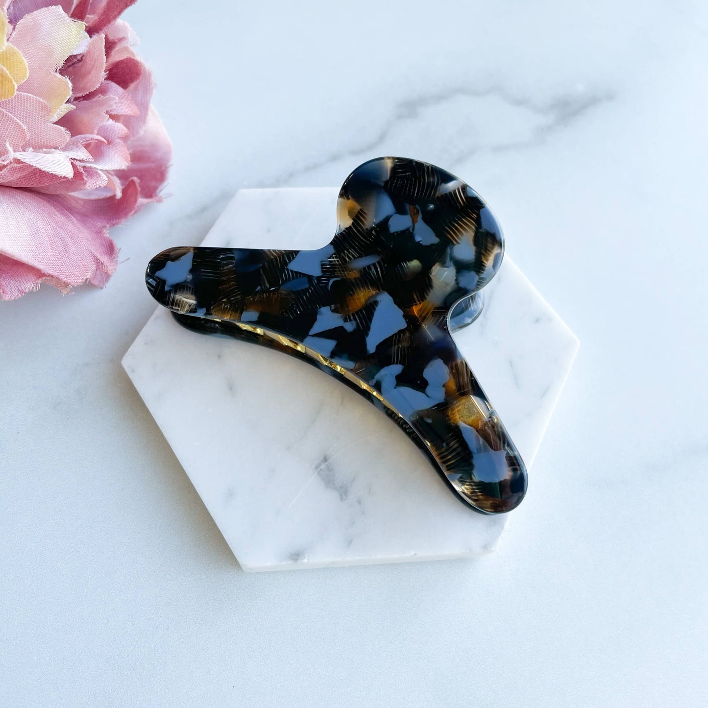 French Claw in Reef Blue Black Brown Acetate Claw