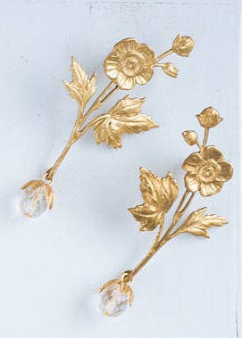 Flower and Crystal Stud Earrings