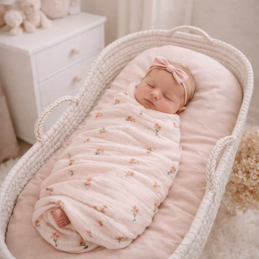 Bamboo Muslin Swaddle Blanket (Petite Posies)